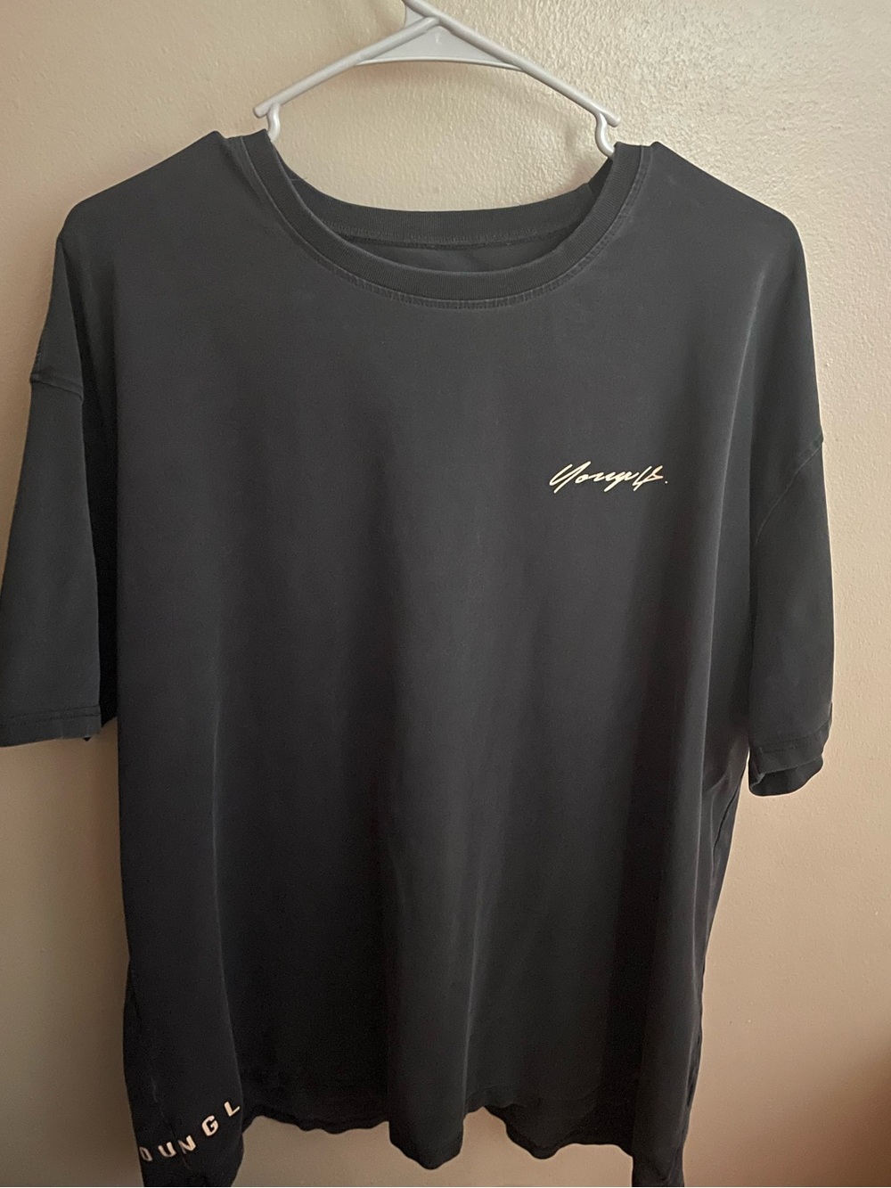 YoungLA Black Short-Sleeve Tee with Script Logo